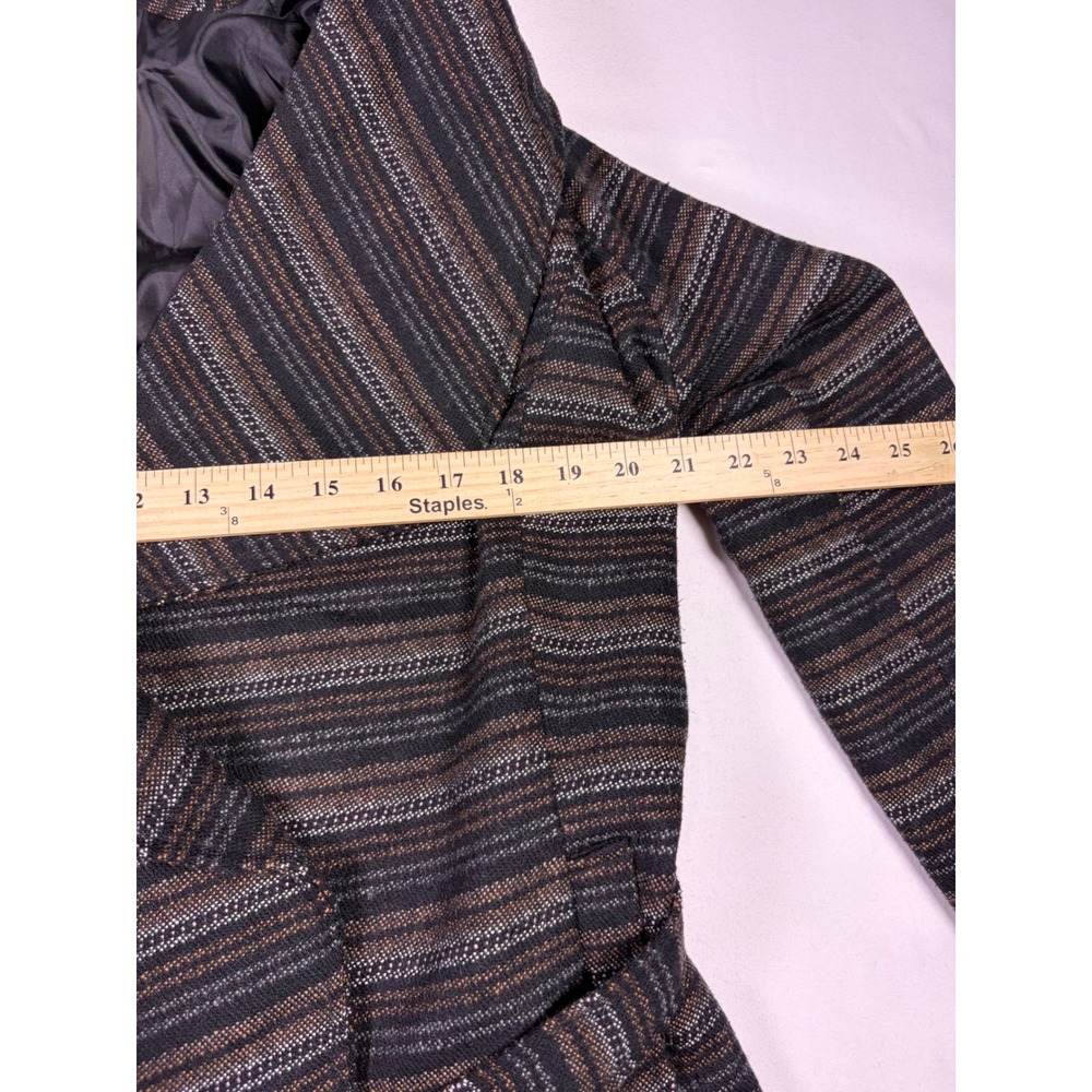 Jack Belted Wrap Jacket Striped Wool Blend Shawl Collar Minimalist Women S - Picture 5 of 11